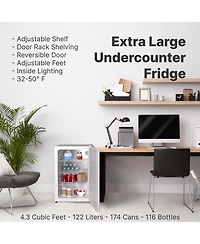 Snowlion Premium 122 L Solid Door 4.3 Cu. Ft. Freestanding Under-Counter Mini Fridge in White