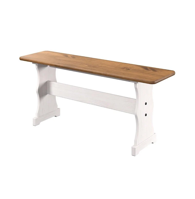 Os Home and Office Furniture Solid Pine Corner Dining Booth in Distressed White