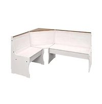 Os Home and Office Furniture Solid Pine Corner Dining Booth in Distressed White