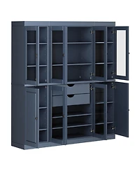 Palace Imports 100% Solid Wood 65" Pantry China Cabinet with Raised Panel, Clear Glass Doors