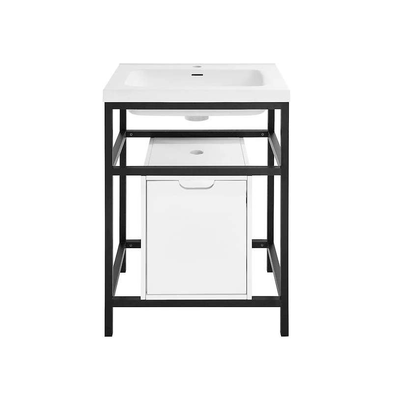 Ivy 24" Freestanding Bathroom Vanity in Black with Sink Top