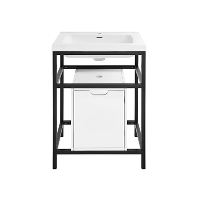 Ivy 24" Freestanding Bathroom Vanity in Black with Sink Top