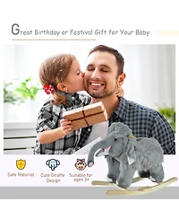 Qaba Kids Rocking Horse, Mammoth Shaped Ride on Horse with Realistic Sound