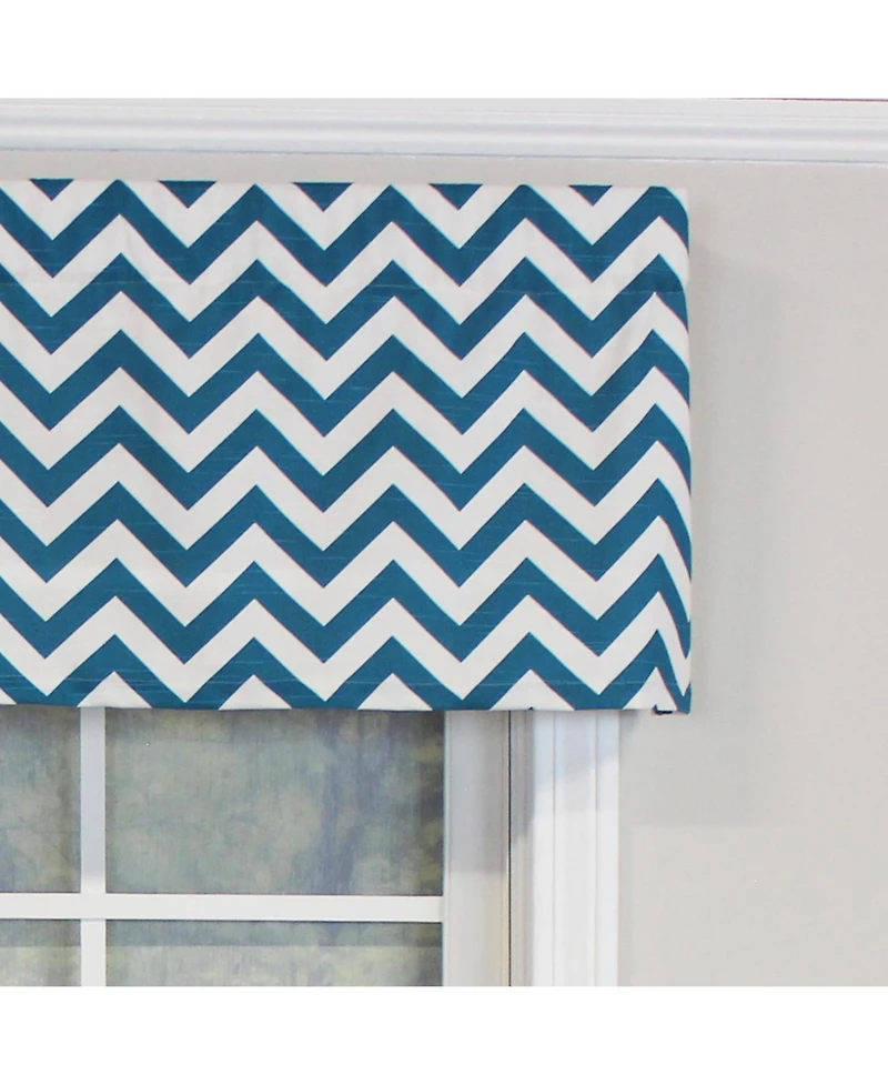 Rlf Home Zig-Zag Tailored 100% Cotton with Fully Lined 3" Rod Pocket Valnance for Windows 50" x 14" Blue