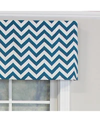 Rlf Home Zig-Zag Tailored 100% Cotton with Fully Lined 3" Rod Pocket Valnance for Windows 50" x 14" Blue