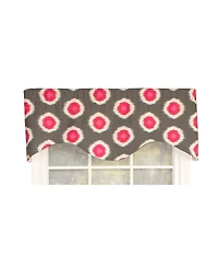 Rlf Home Ikat Domino Cornice Window Treatment Valance Fits up to 48"W 3" Rod Pocket 50" x 17" Flamingo