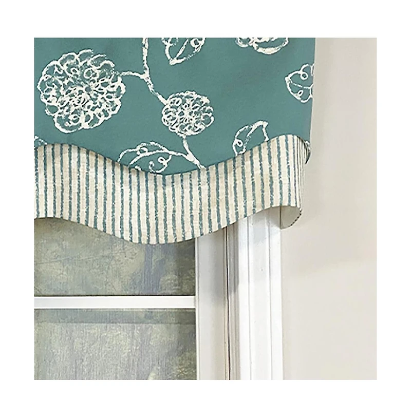 Rlf Home Pouf Floral Glory Valance Black. 3" Rod Pocket, Layered. 50"W X 16"L