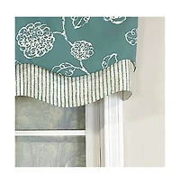 Rlf Home Pouf Floral Glory Valance Black. 3" Rod Pocket, Layered. 50"W X 16"L
