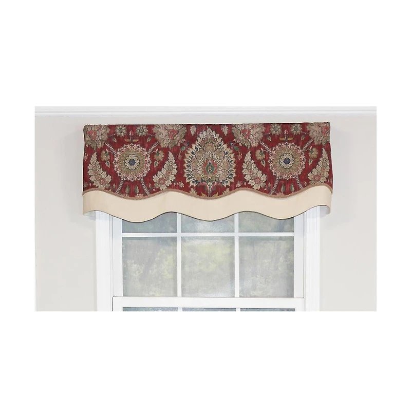 Rlf Home Wakeshire Glory Valance Indigo. 3" Rod Pocket, Layered, Trimmed. 50"W X 16"L