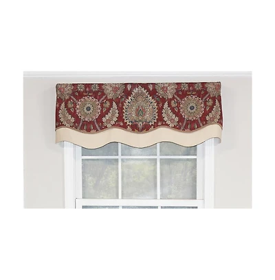 Rlf Home Wakeshire Glory Valance Indigo. 3" Rod Pocket, Layered, Trimmed. 50"W X 16"L
