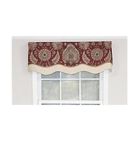 Rlf Home Wakeshire Glory Valance Indigo. 3" Rod Pocket, Layered, Trimmed. 50"W X 16"L