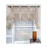 Rlf Home Luxurious Modern Design Classic Sheers Victory Swag 3-Scoop Window Valance 50" x 25" Silver