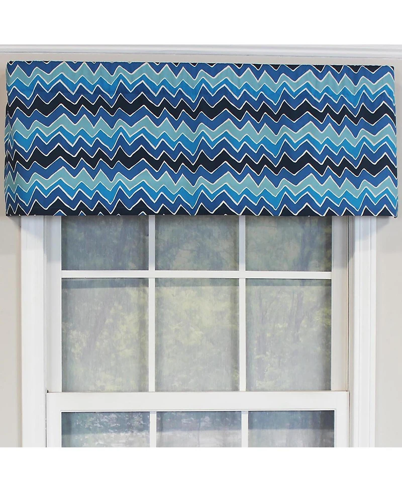 Rlf Home See Saw Tailored 100% Cotton with Fully Lined 3" Rod Pocket Valnance for Windows 50" x 14" Blue
