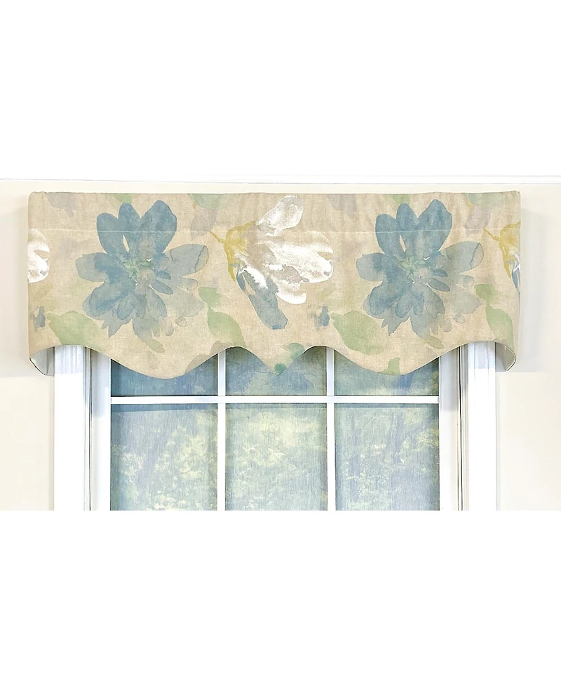 Linen Floral Regal 3" Rod Pocket Window Valance 50" x 17" Natural by Rlf Home