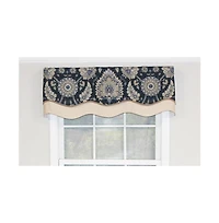 Rlf Home Wakeshire Glory Valance Indigo. 3" Rod Pocket, Layered, Trimmed. 50"W X 16"L