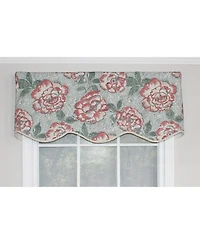 Rlf Home Peony Bowl Trimmed Provance 100% Cotton with Fully Lined 3" Rod Pocket Valnance for Windows 50" x 15" Coral