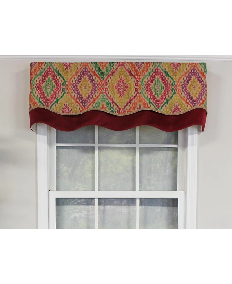 Rlf Home Icicles Trimmed Glory 100% Cotton with Fully Lined 3" Rod Pocket Valnance for Windows 50" x 16" Multi