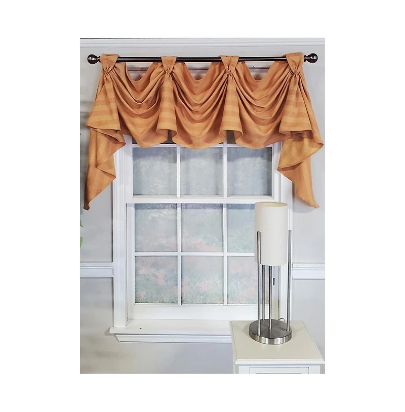 Rlf Home Modern Design Orange Lane Victory Swag 3-Scoop Window Valance 50" x 25" Mustard