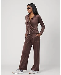 Cable & Gauge Women's Ruched Zip-Up Velour Set