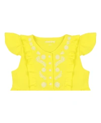 Mixed Up Clothing Girls Embroidered Short Flutter Sleeve Cozy Dress