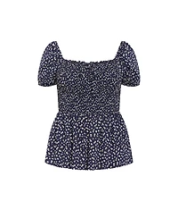 City Chic Women's Azure Shirred Print Top