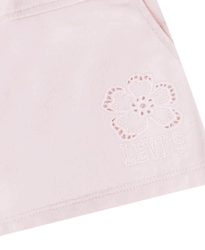 Levi's Girls Toddler 2T-4T Collar Sweatshirt and Shorts, 2-Piece Set