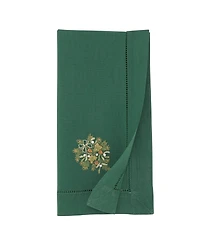 Saro Lifestyle Embr'D Pine Branch Hemstitch Napkin, Set of 6