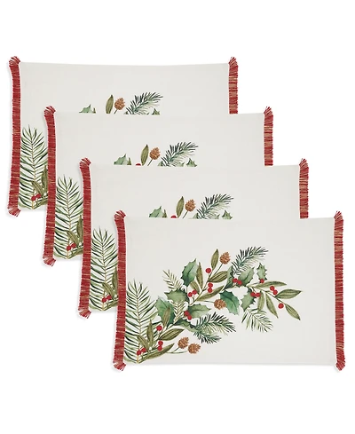 Saro Lifestyle Holly Branch Placemat, Set of 4
