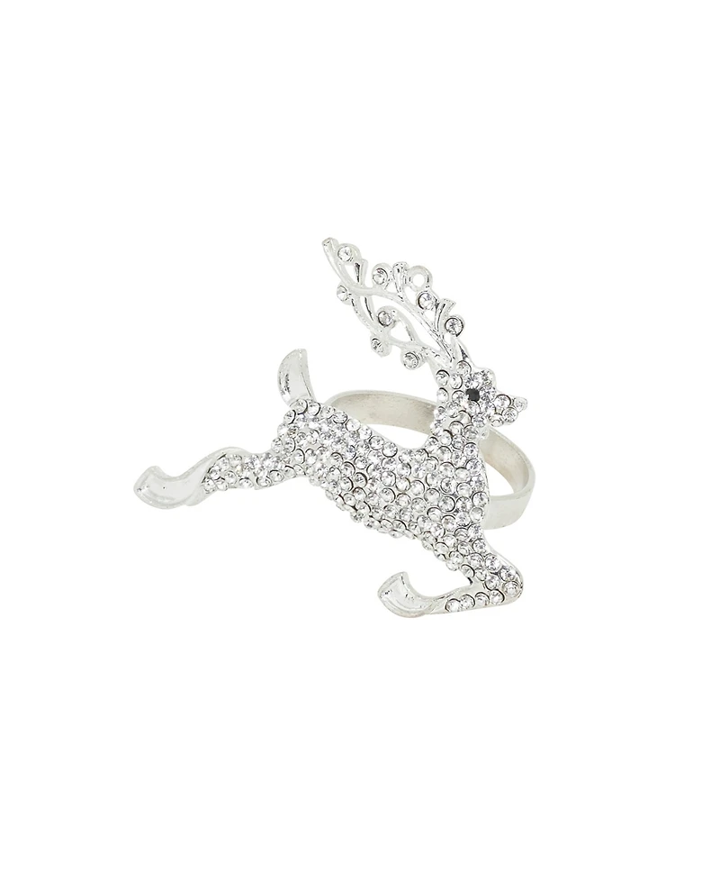 Saro Lifestyle Beaded Reindeer Napkin Ring, Set of 4