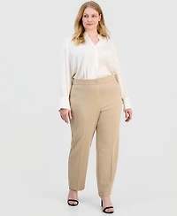 Ak Anne Klein Plus High Rise Straight-Leg Pull-On Pants
