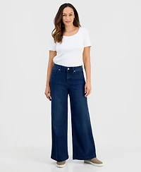 Style & Co Petite High-Rise Wide-Leg Tummy-Control Jeans, Macy's Exclusive
