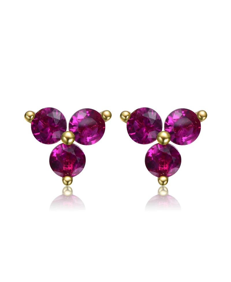 GiGiGirl 14k Gold Plated Red Cubic Zirconia Stud Earrings