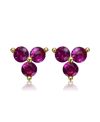 GiGiGirl 14k Gold Plated Red Cubic Zirconia Stud Earrings