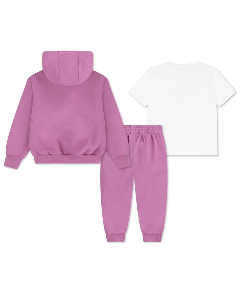 Nike Girls Toddler 2T-4T 3-Piece Crewneck T-Shirt, Hoodie and Fleece Jogger Set
