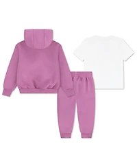 Nike Girls Toddler 2T-4T 3-Piece Crewneck T-Shirt, Hoodie and Fleece Jogger Set