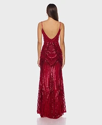 Alex & Sophia Juniors' V-Neck Sequined Dress