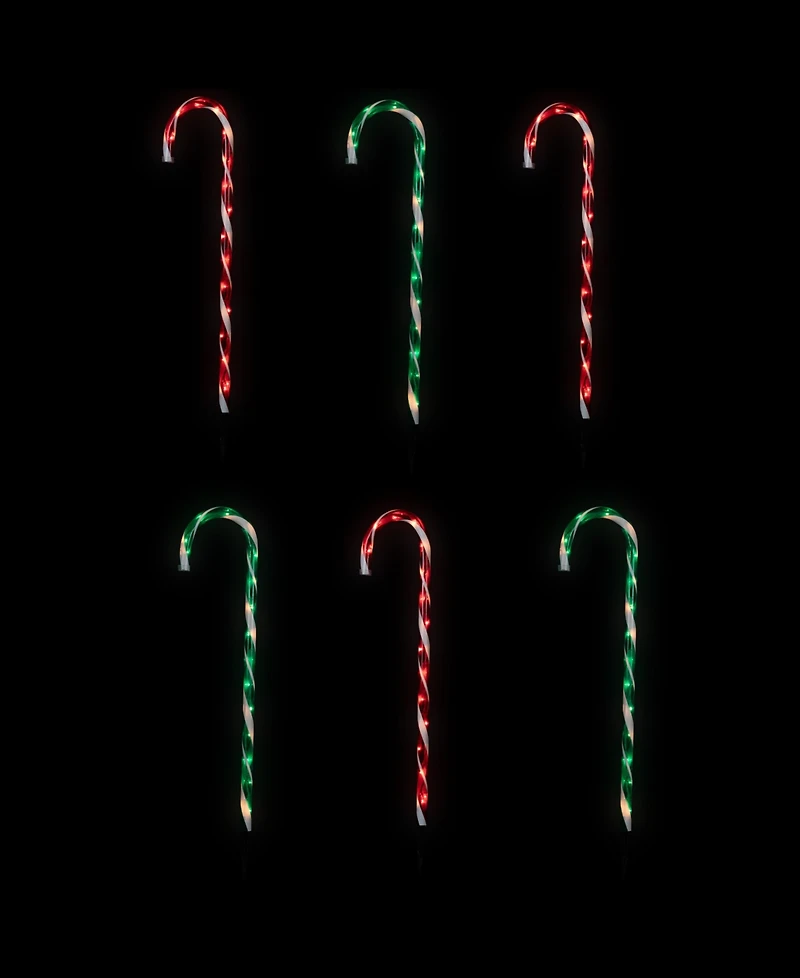 Northlight Lighted Outdoor Christmas Candy Cane Pathway Markers, Set of 6