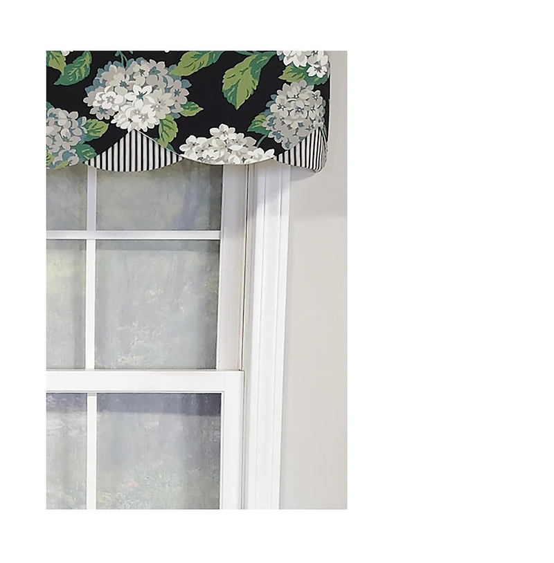 Rlf Home Luxurious Modern Design Classic Summer Wind Petticoat Style Window Valance 50" x 15" Black