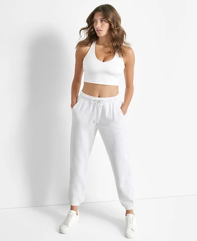 Dkny Women's Varsity Embroidered Logo Relaxed Pockets Pull-On Joggers