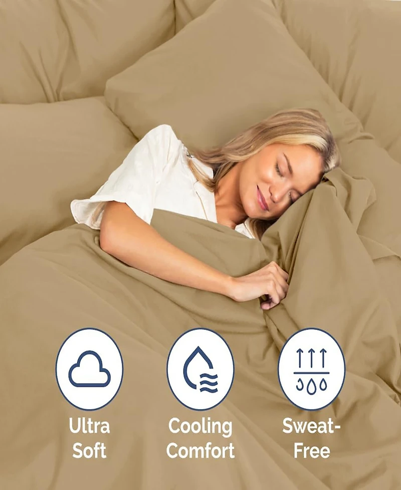 Cgk Unlimited Cotton Sheet Set 18" - 24" Inch Extra Deep Pocket Queen