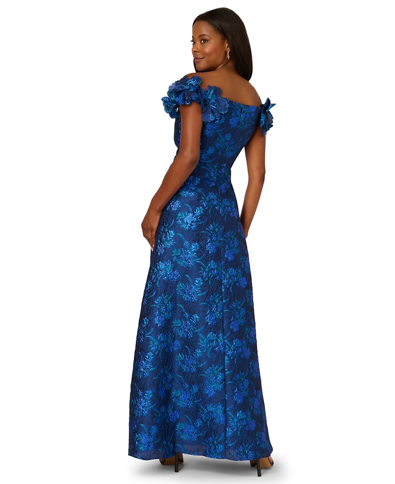 Adrianna Papell Petite Floral Off-The-Shoulder Gown