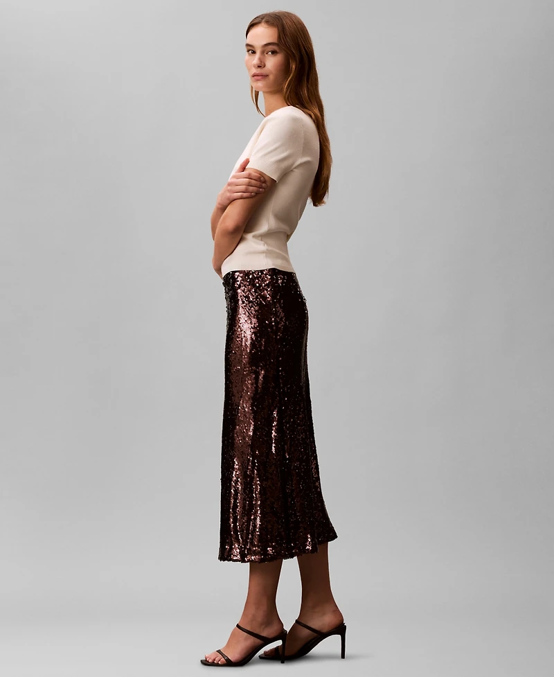 Calvin Klein Women's Sequined Midi Skirt