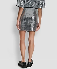 Dkny Jeans Women's Sequins Pull-On Mini Skirt