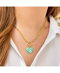The Lovery Teal Enamel Heart Charm 14K Gold