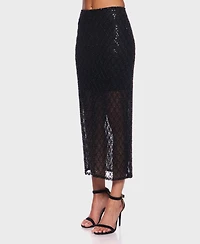 Alex & Sophia Women's Fitted Back-Slit Midi Skirt