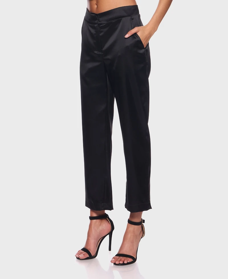 Alex & Sophia Women's Bridal Satin Straight Leg Pants