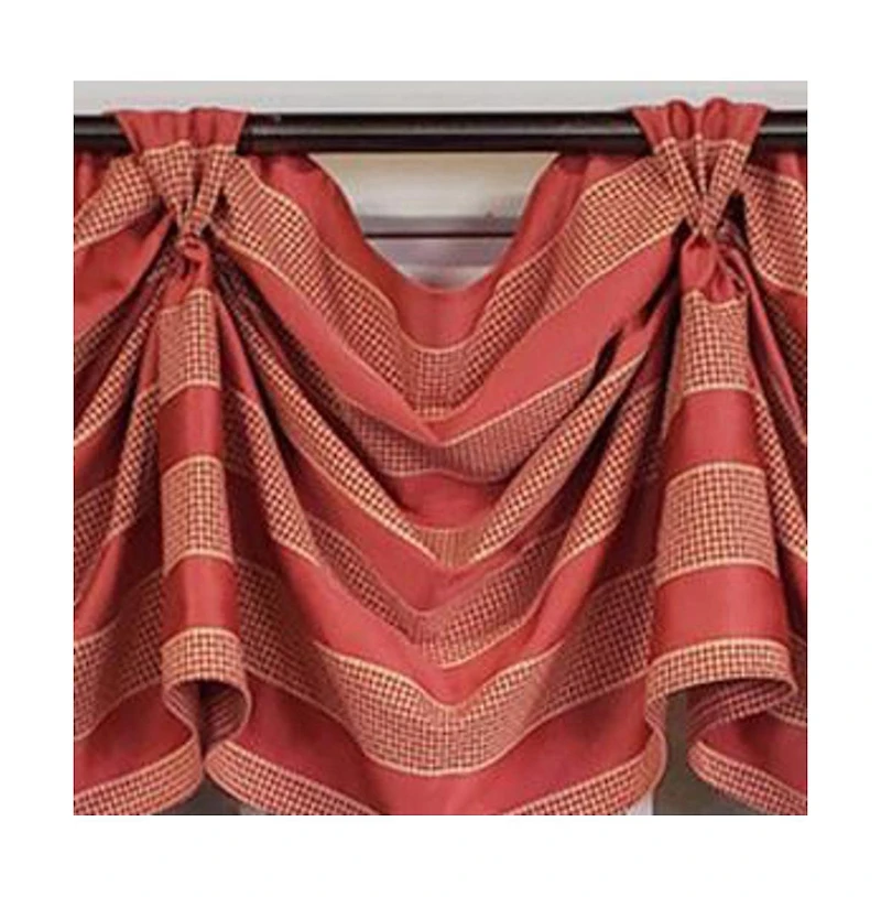Rlf Home Luxurious Modern Design Ribbon Stripe Victory Swag 3-Scoop Window Valance 50" x 25" Coral