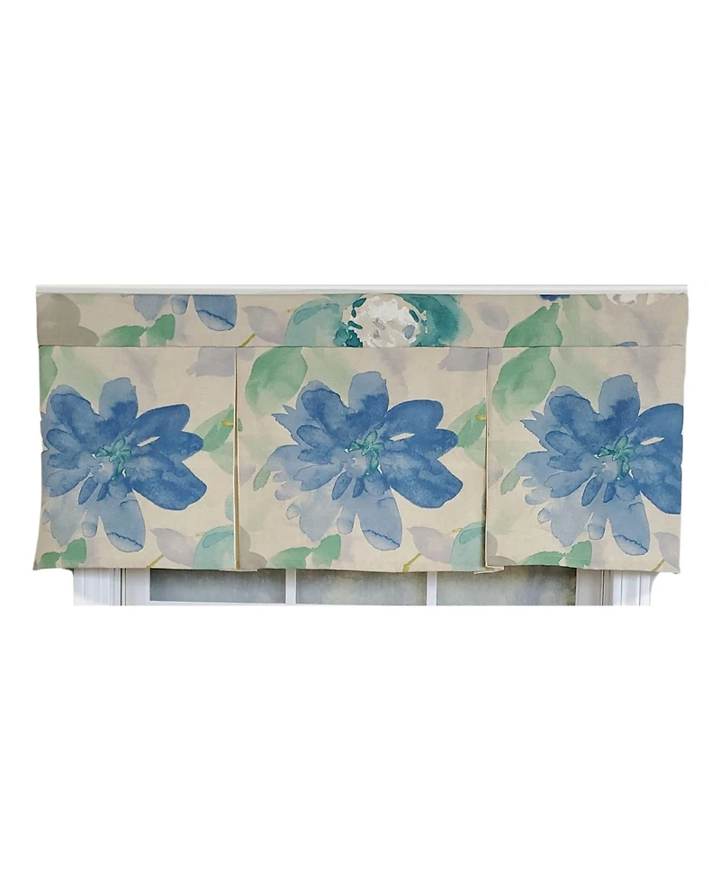 Rlf Home 3" Rod Pocket High Quality Fabric Mantra Pleated Valance for Windows 50" x 17" Azure