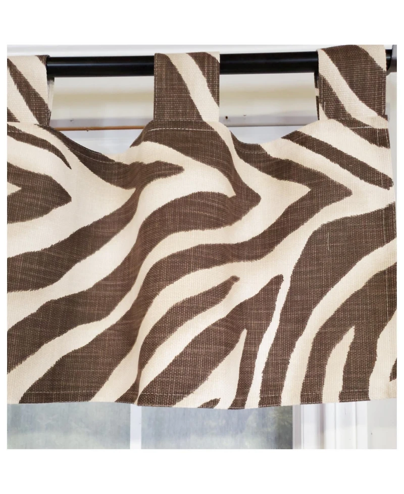 Rlf Home 4" Top Tab High Quality Fabric Zebra Tab Valance for Windows 50" x 16" Brown