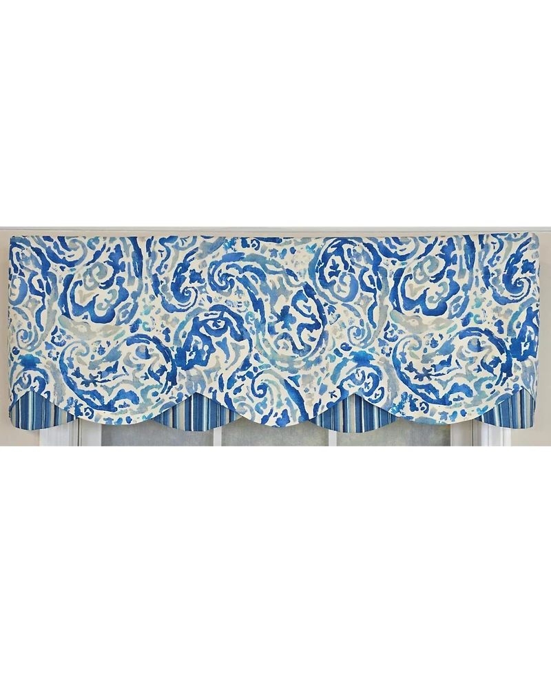 Rlf Home 100% Cotton Mystify Petticoat Fully lined Windows Rod Pocket Valance 50" x 15" Blue